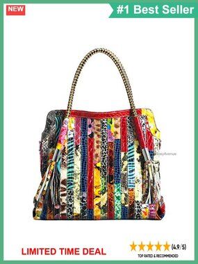 Genuine Leather Large Tote Handbag Patchwork Hobo Crossbody Bag